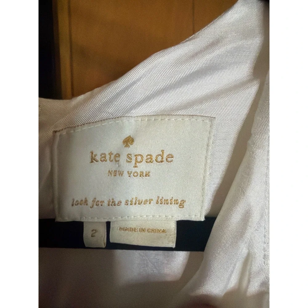 Kate Spade New York Yellow White Colorblock Shift Dress V-Neck Pockets Size 2